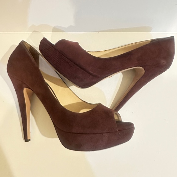 Suede Prada Peeptoe Pumps Sz 38 - Picture 11 of 14
